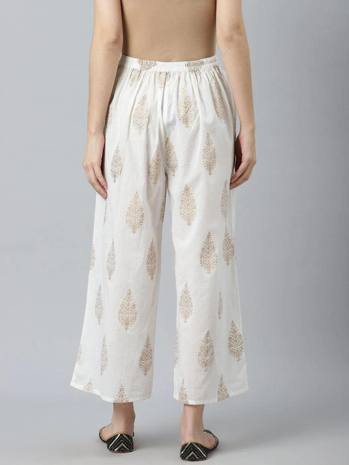 White Printed Cotton Palazzos