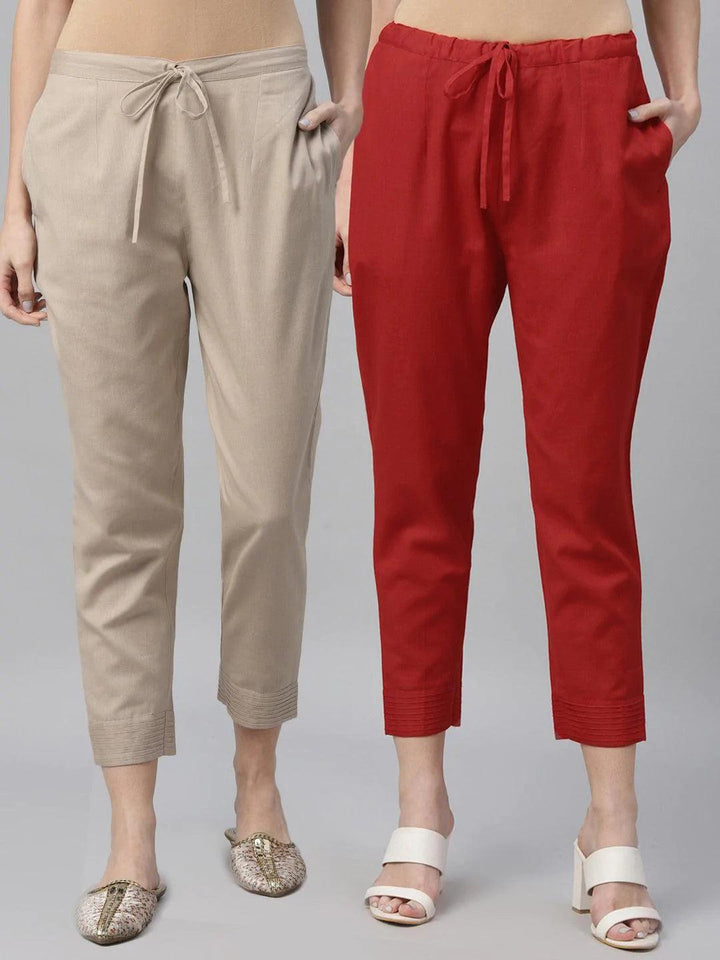 Pack of 2 Solid Cotton Trousers