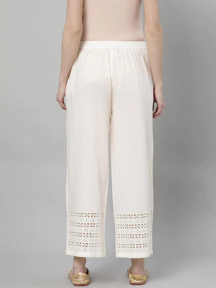 White Solid Cotton Palazzos