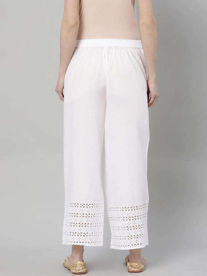 White Solid Cotton Palazzos