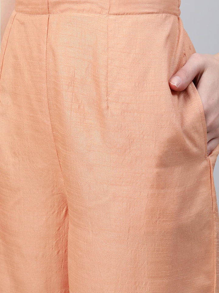 Orange Embroidered Silk Palazzos