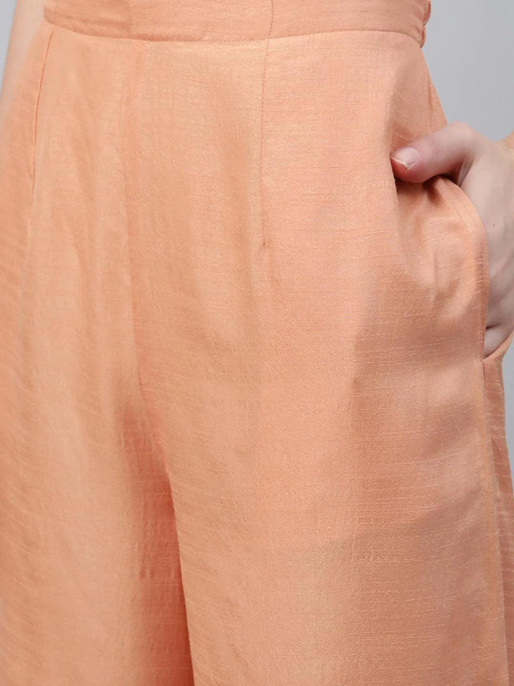 Orange Embroidered Silk Palazzos