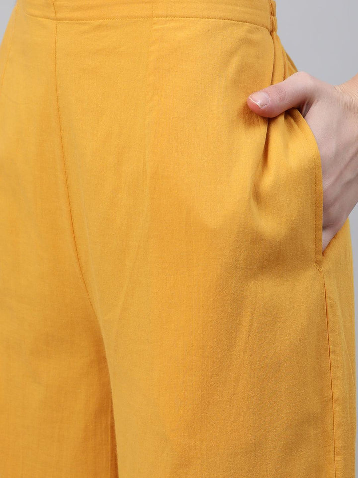 Yellow Solid Cotton Palazzos
