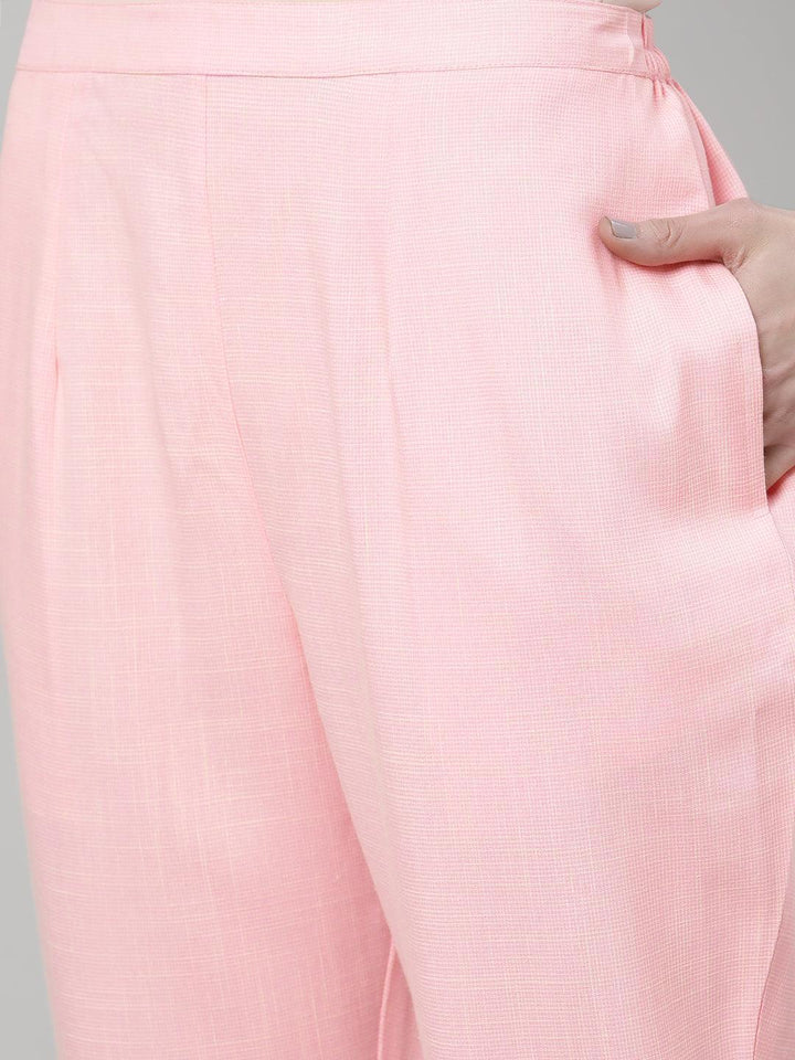 Pink Solid Rayon Trousers