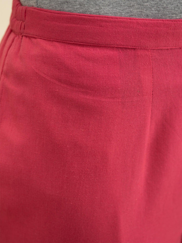 Magenta Solid Cotton Trousers