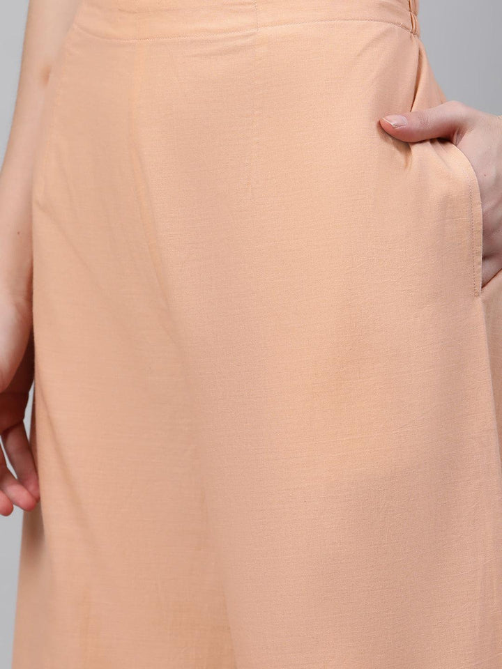 Peach Printed Cotton Palazzos