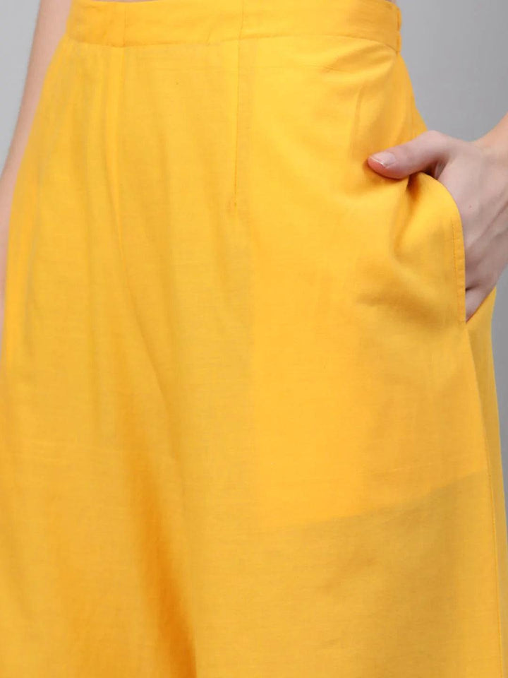 Yellow Printed Cotton Palazzos
