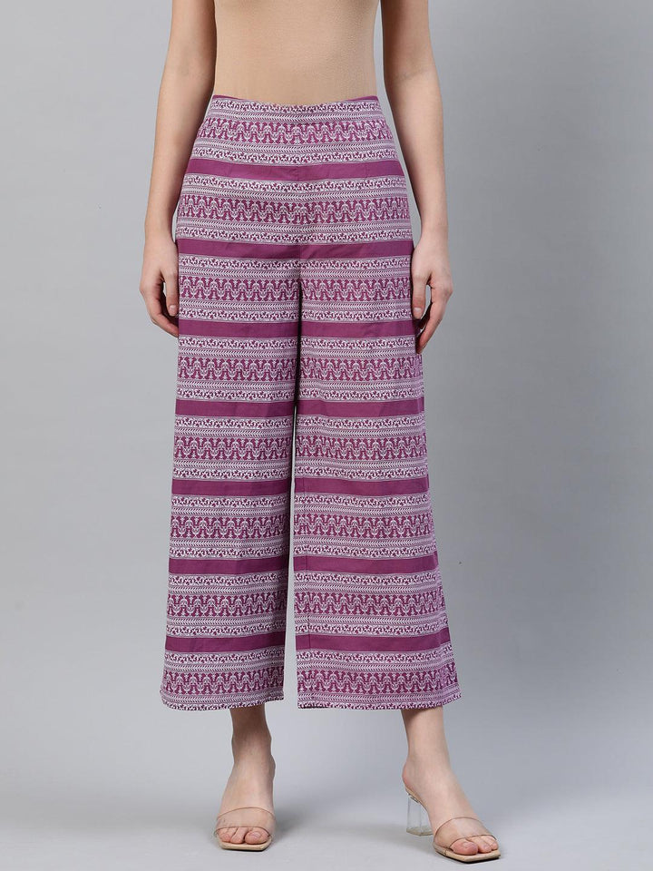Purple Printed Cotton Palazzos
