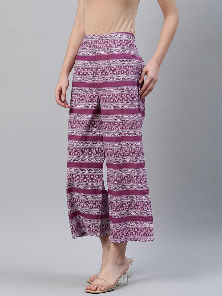 Purple Printed Cotton Palazzos