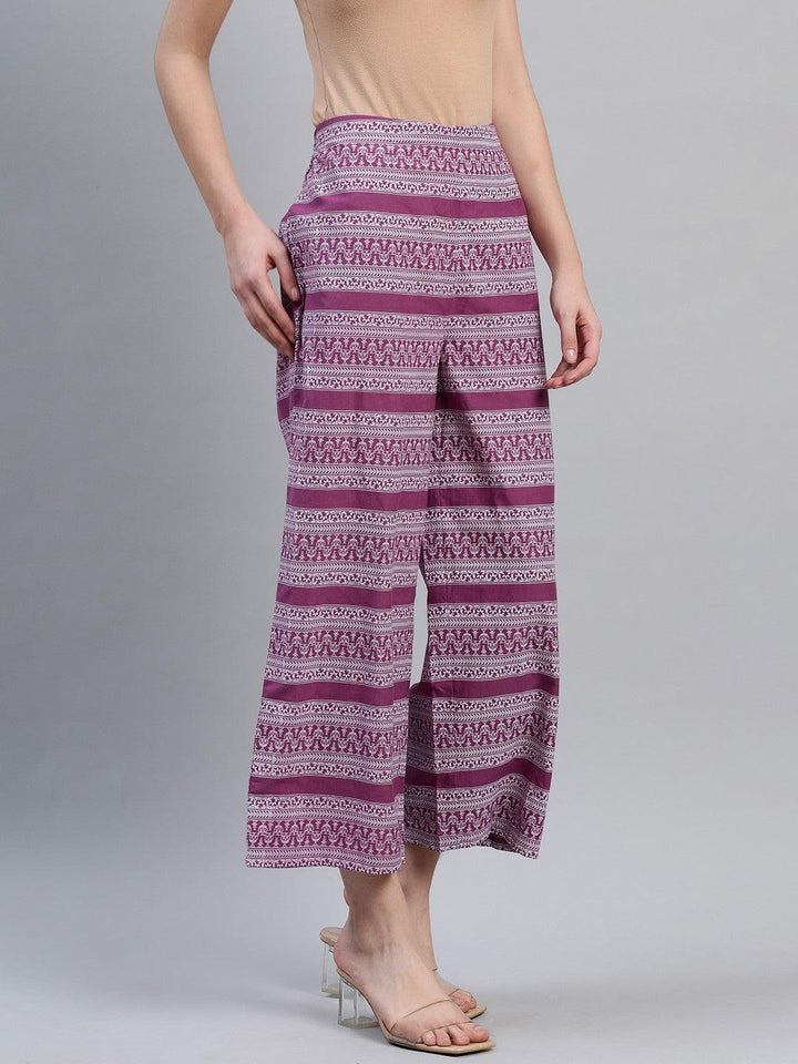 Purple Printed Cotton Palazzos
