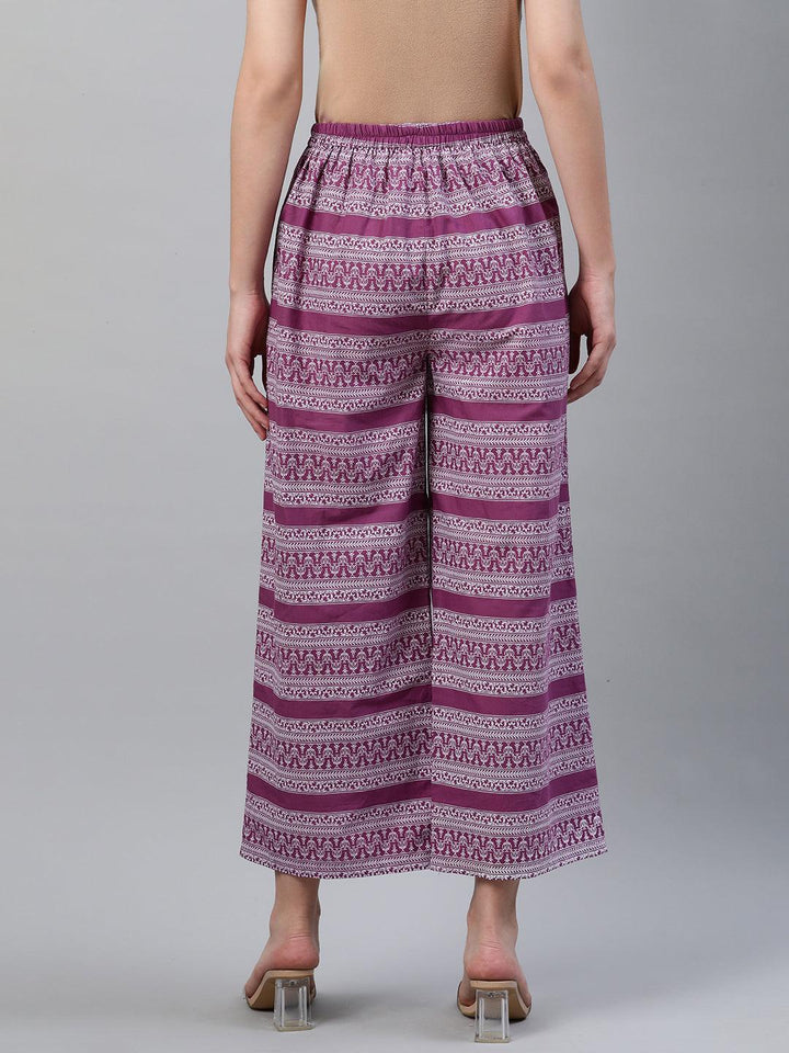 Purple Printed Cotton Palazzos