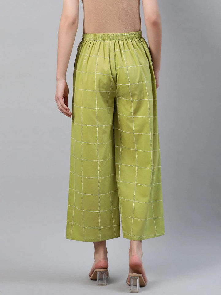 Green Checkered Cotton Palazzos