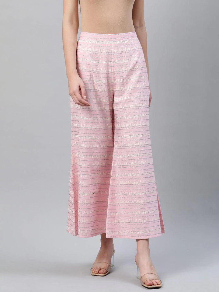 Pink Printed Cotton Palazzos