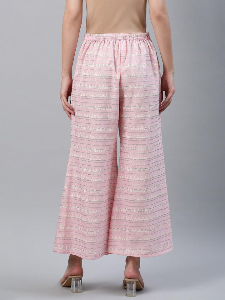 Pink Printed Cotton Palazzos