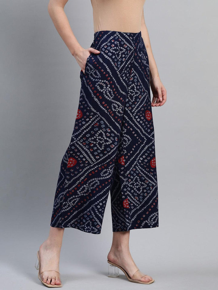 Blue Printed Rayon Palazzos