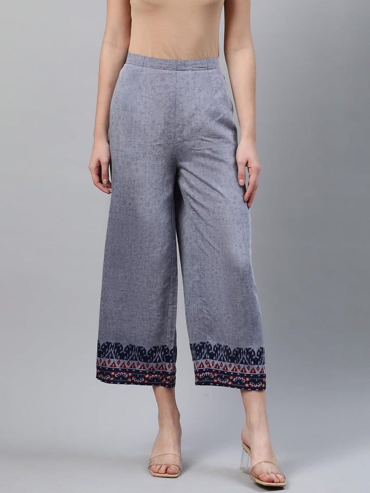 Blue Printed Rayon Palazzos