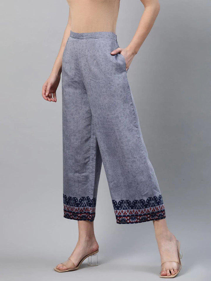 Blue Printed Rayon Palazzos