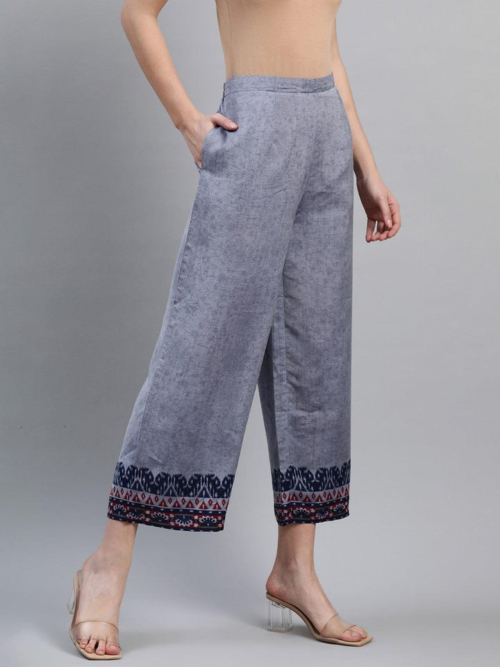 Blue Printed Rayon Palazzos