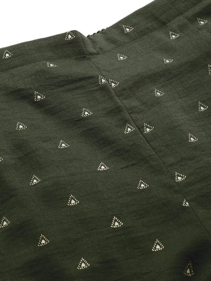 Green Printed Silk Palazzos