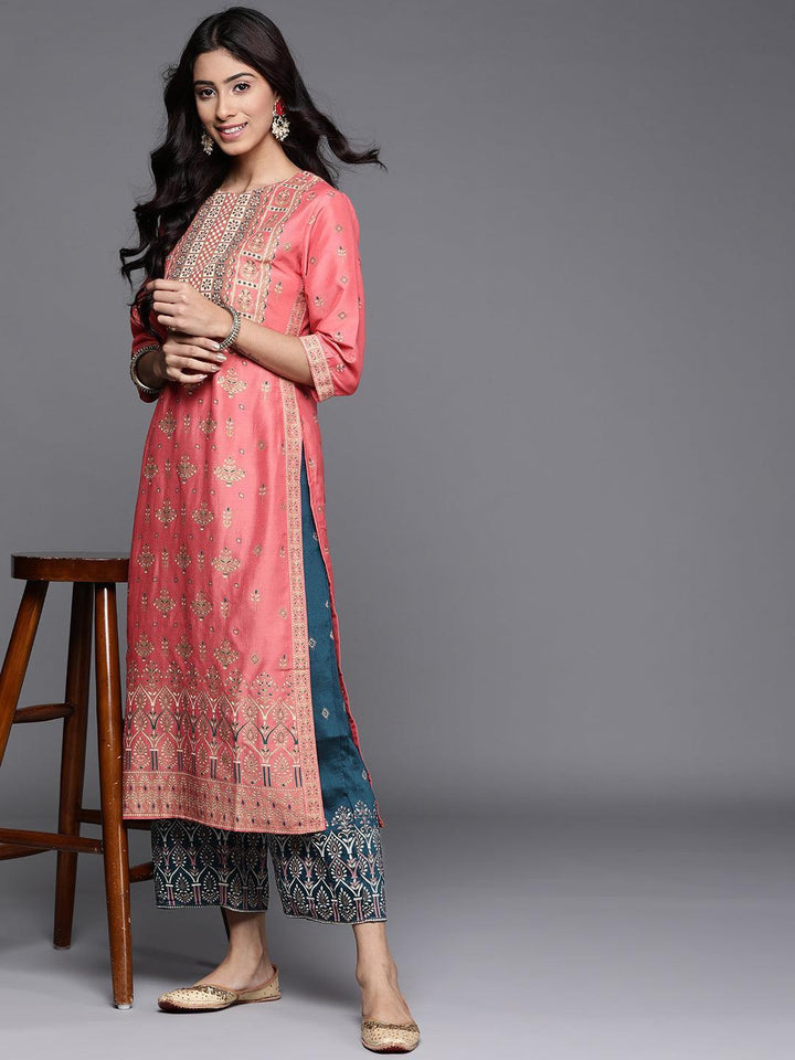 Blue Printed Silk Palazzos