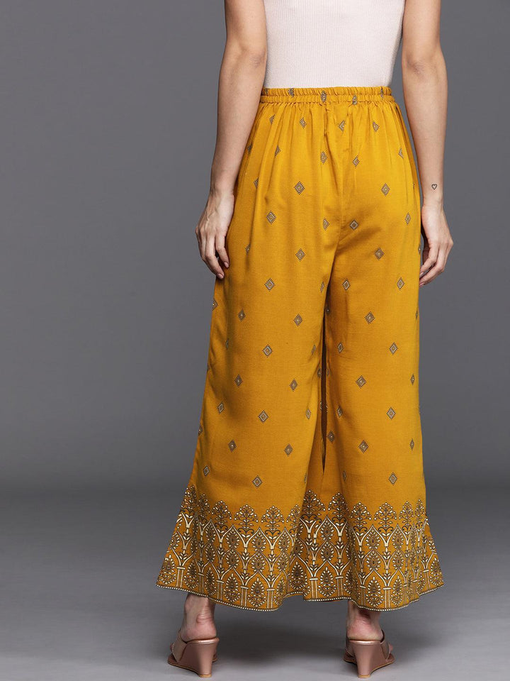Yellow Printed Silk Palazzos