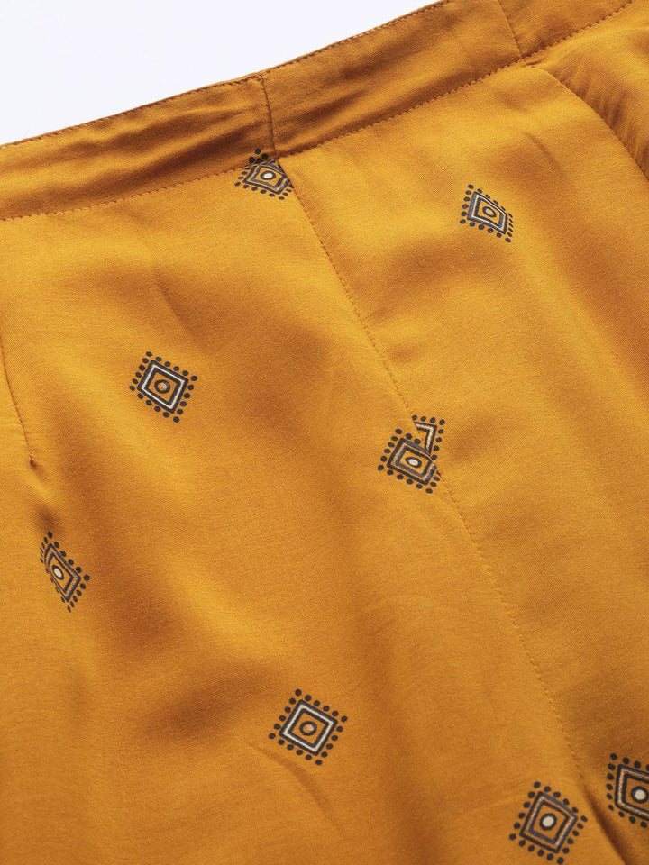 Yellow Printed Silk Palazzos