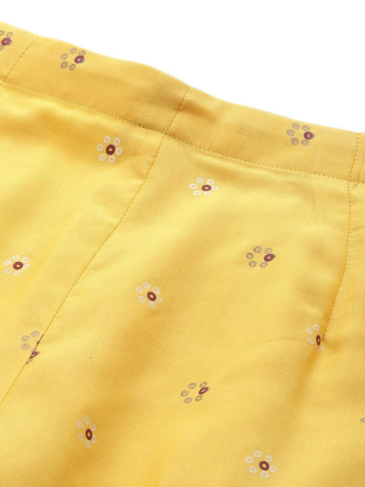 Yellow Printed Silk Palazzos