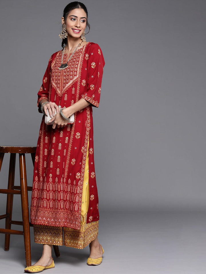 Yellow Printed Silk Palazzos