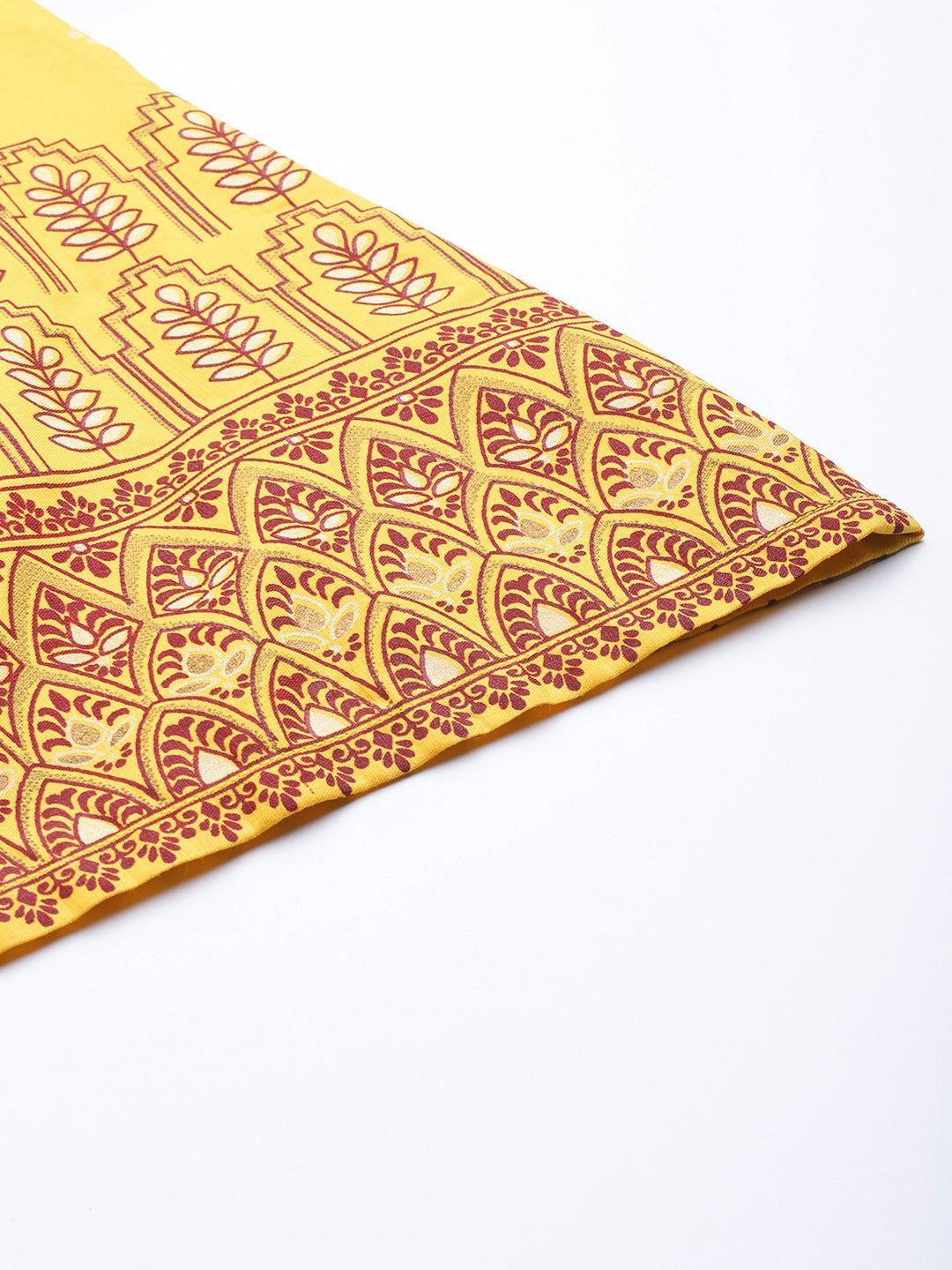 Yellow Printed Silk Palazzos - ShopLibas