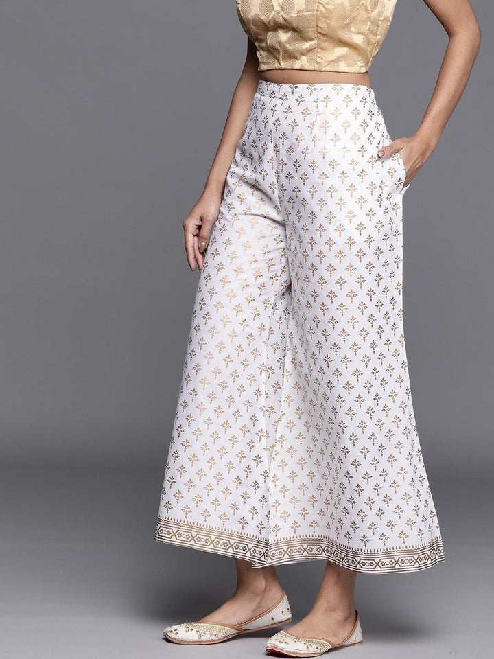 White Printed Cotton Palazzos