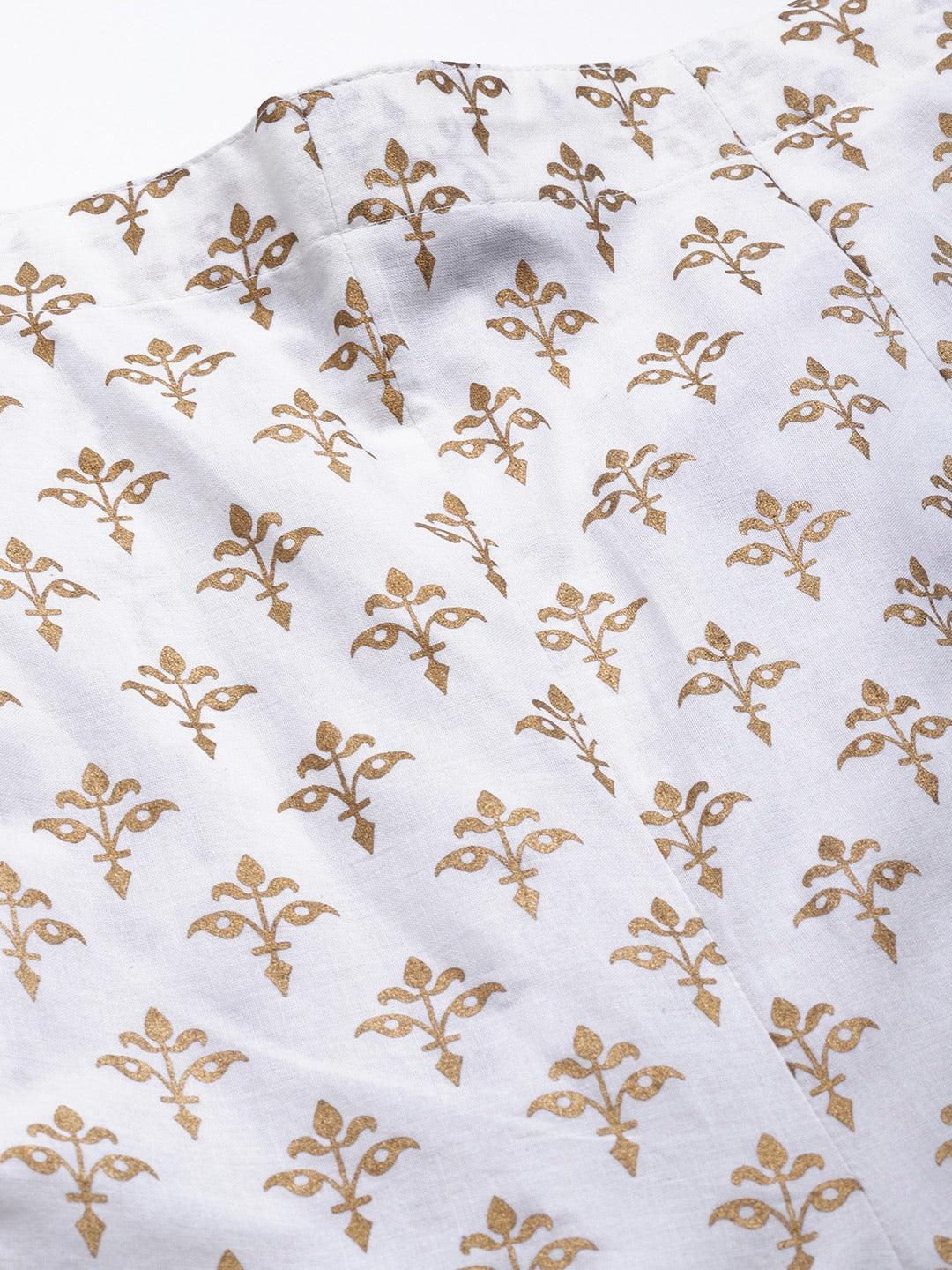 White Printed Cotton Palazzos - ShopLibas