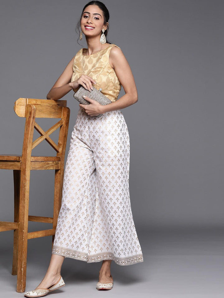 White Printed Cotton Palazzos