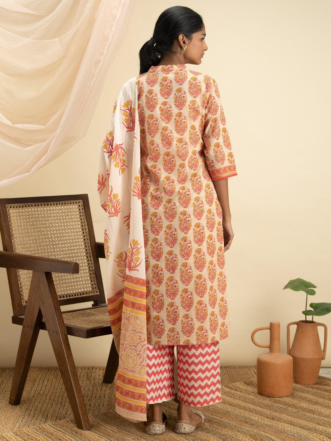 Multicoloured Printed Cotton Suit Set - ShopLibas