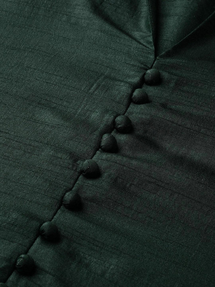 Green Solid Muslin Suit Set