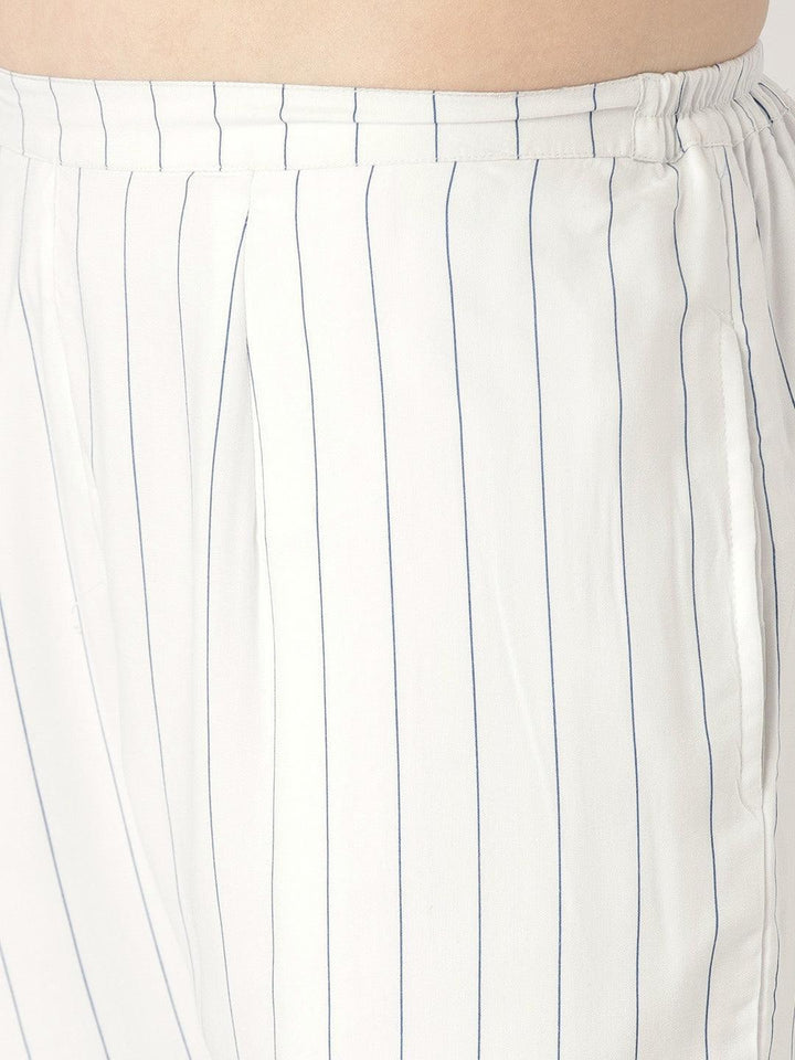 White Striped Rayon Trousers