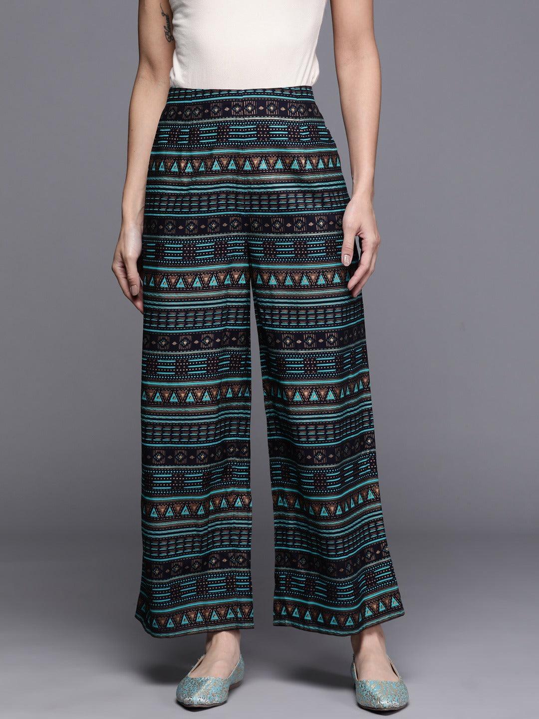 Multicoloured Printed Rayon Palazzos - ShopLibas