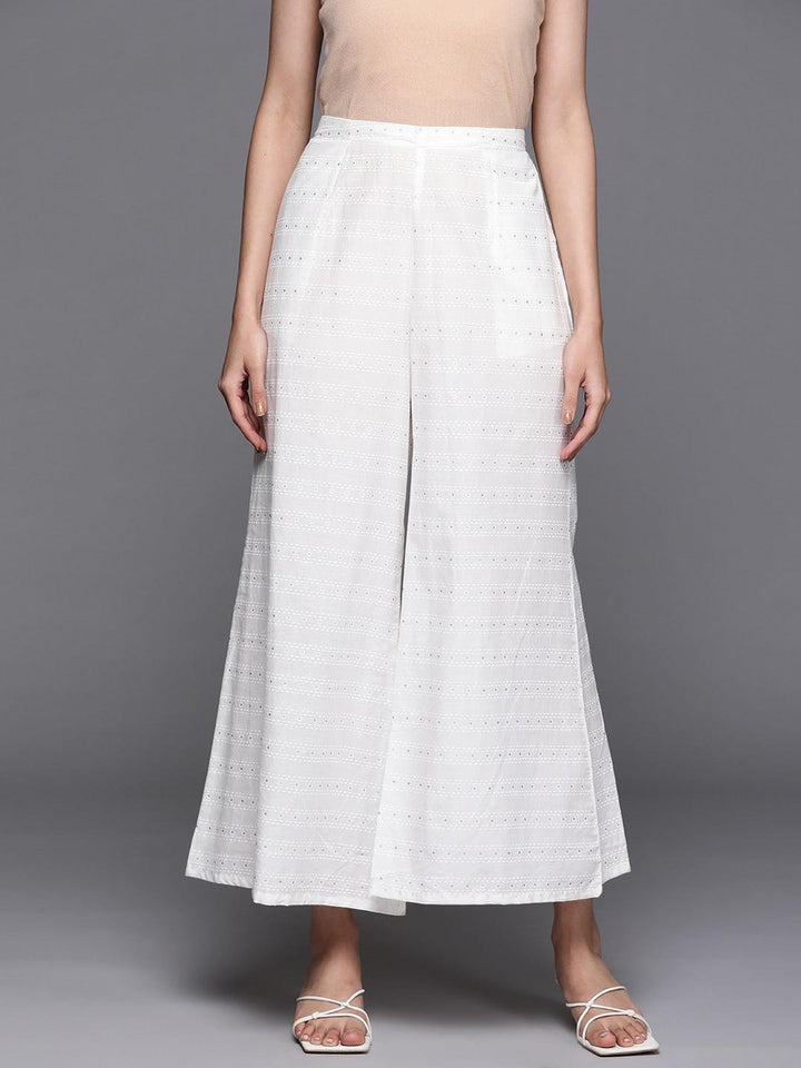 Cream Printed Cotton Palazzos