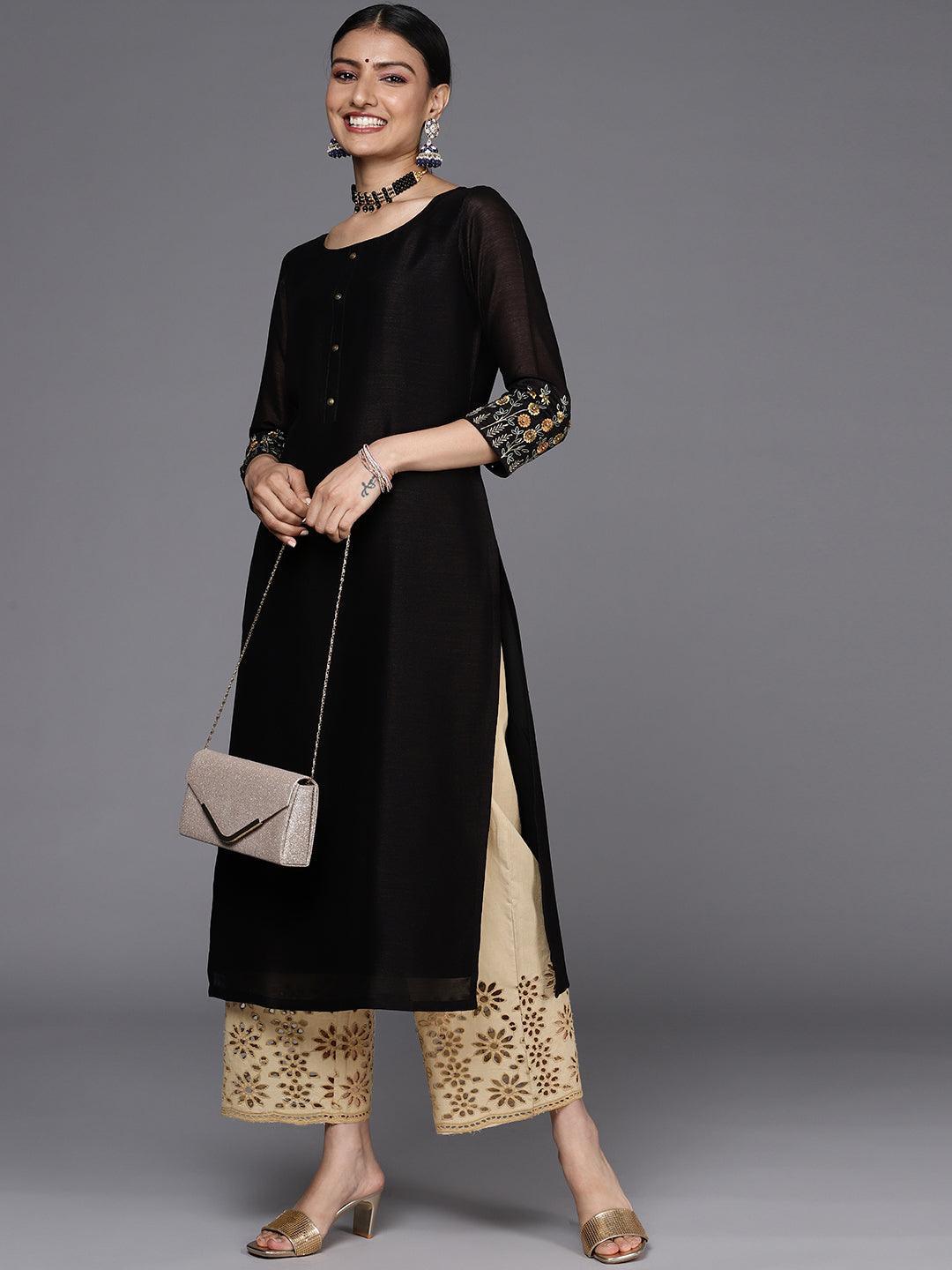 Beige Solid Cotton Palazzos - ShopLibas