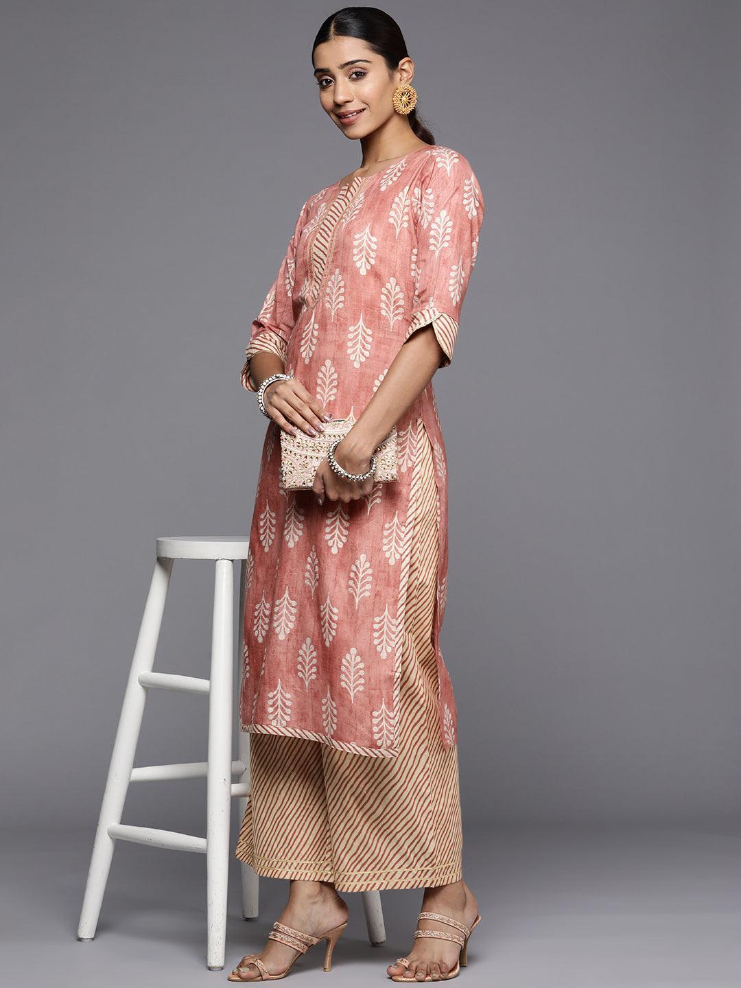 Beige Striped Cotton Palazzos - ShopLibas