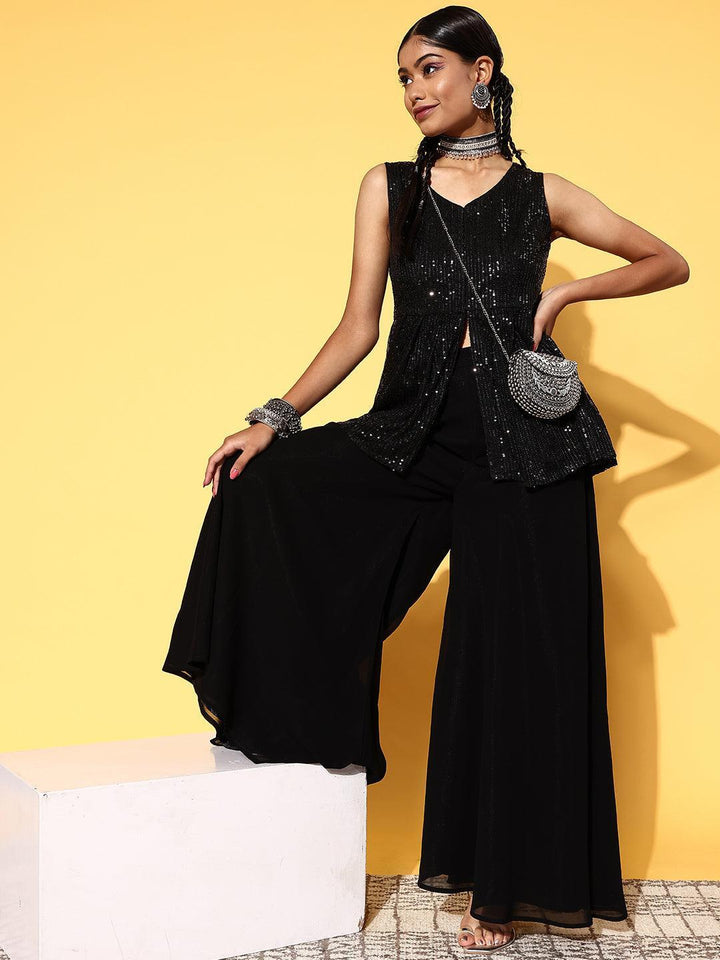 Black Embellished Nylon Co-Ords