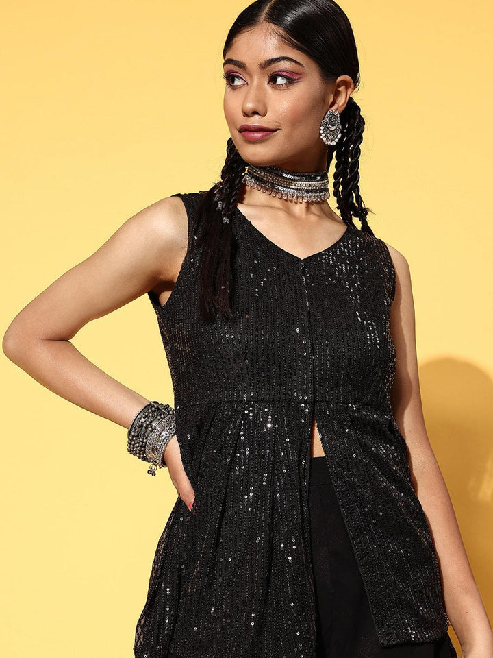 Black Embellished Nylon Co-Ords