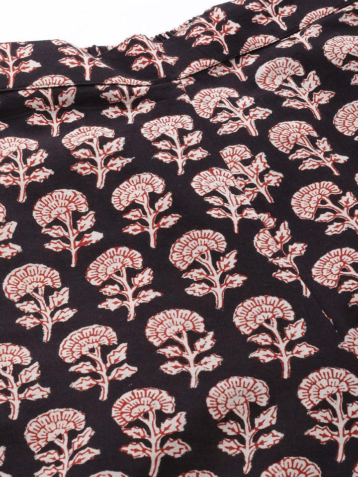 Black Printed Cotton Night Suit