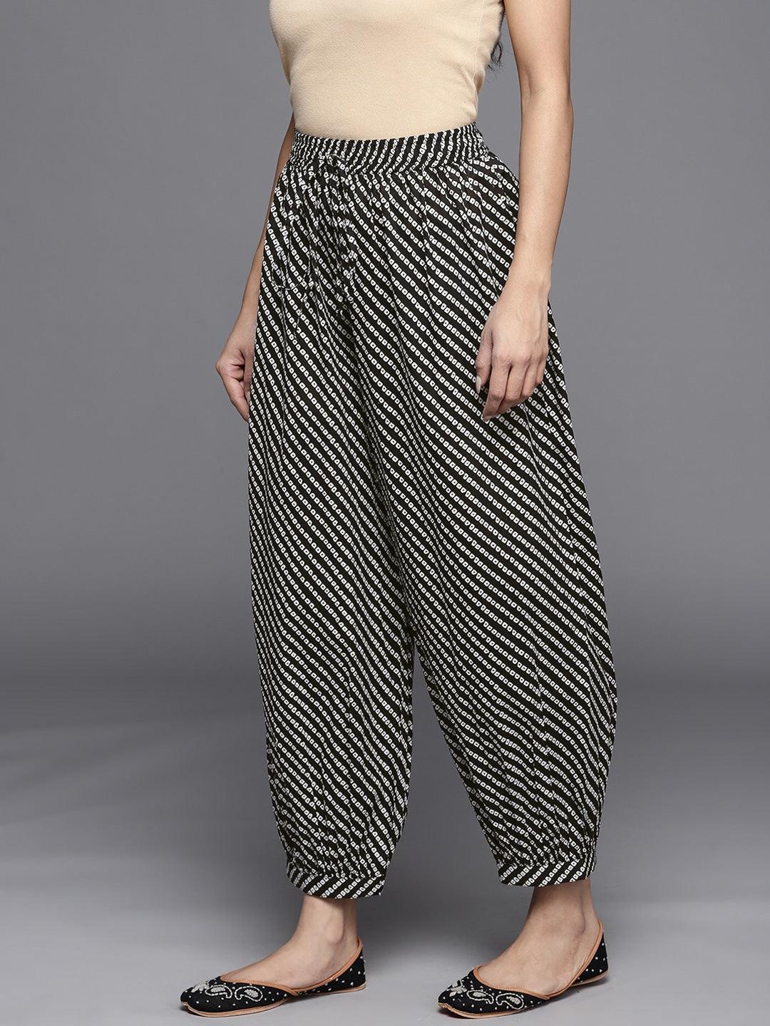 Black Printed Cotton Salwar Pants - ShopLibas