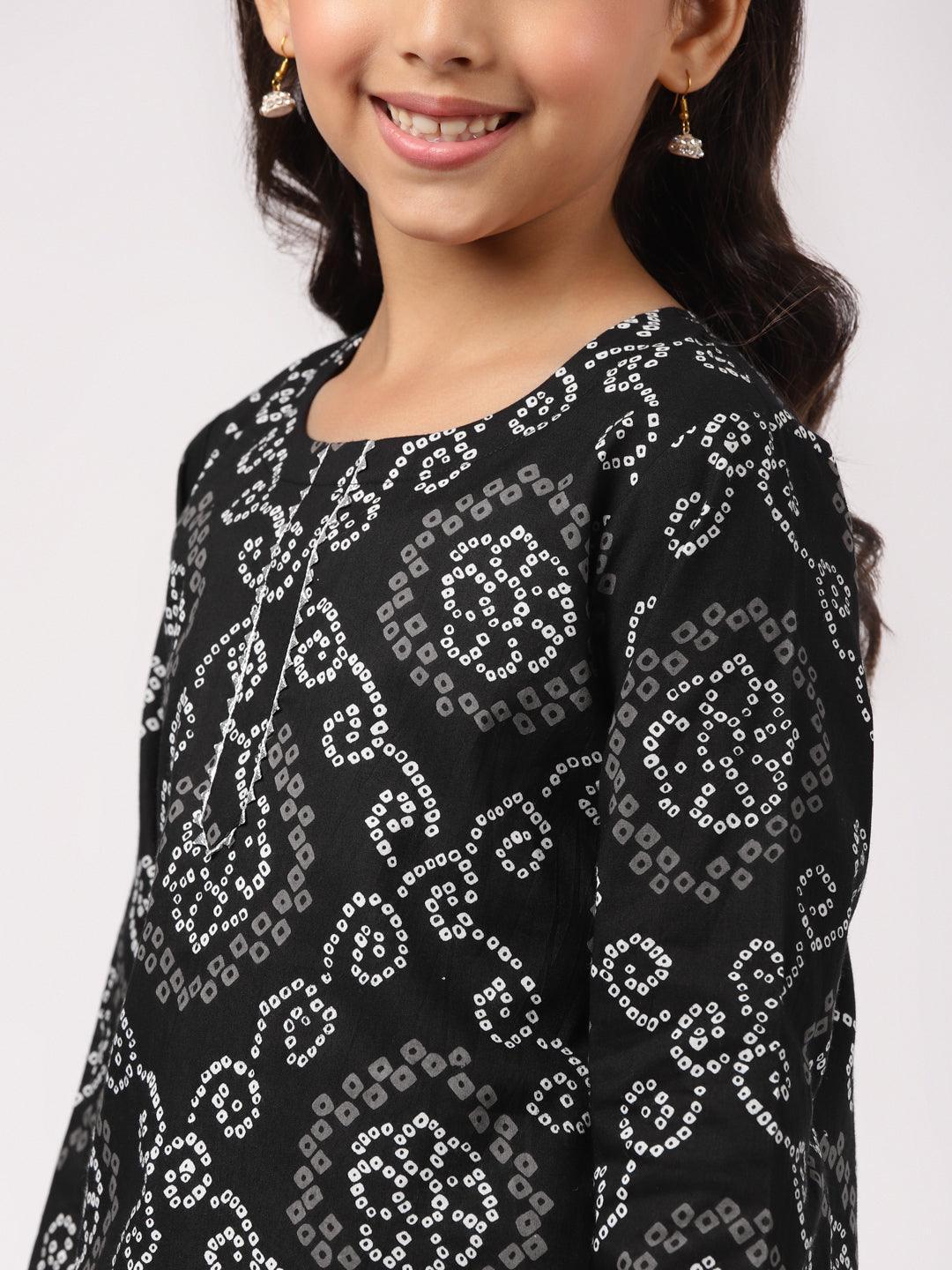 Black Printed Cotton Suit Set - ShopLibas