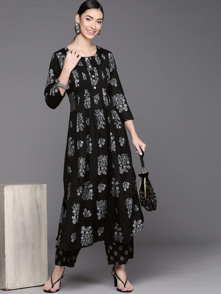 Black Printed Rayon Palazzos