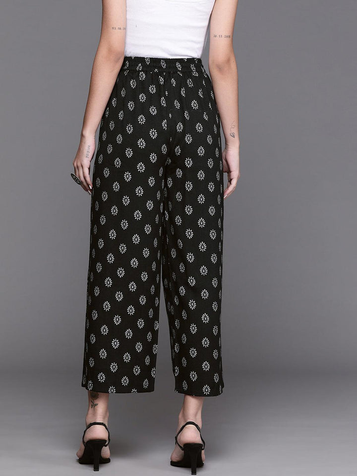 Black Printed Rayon Palazzos