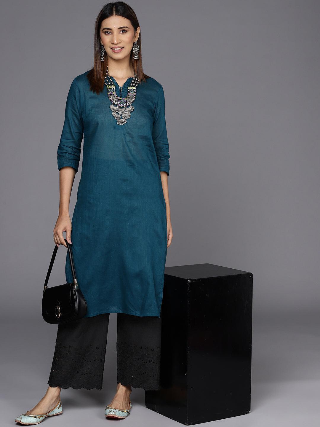 Black Solid Cotton Palazzos - ShopLibas