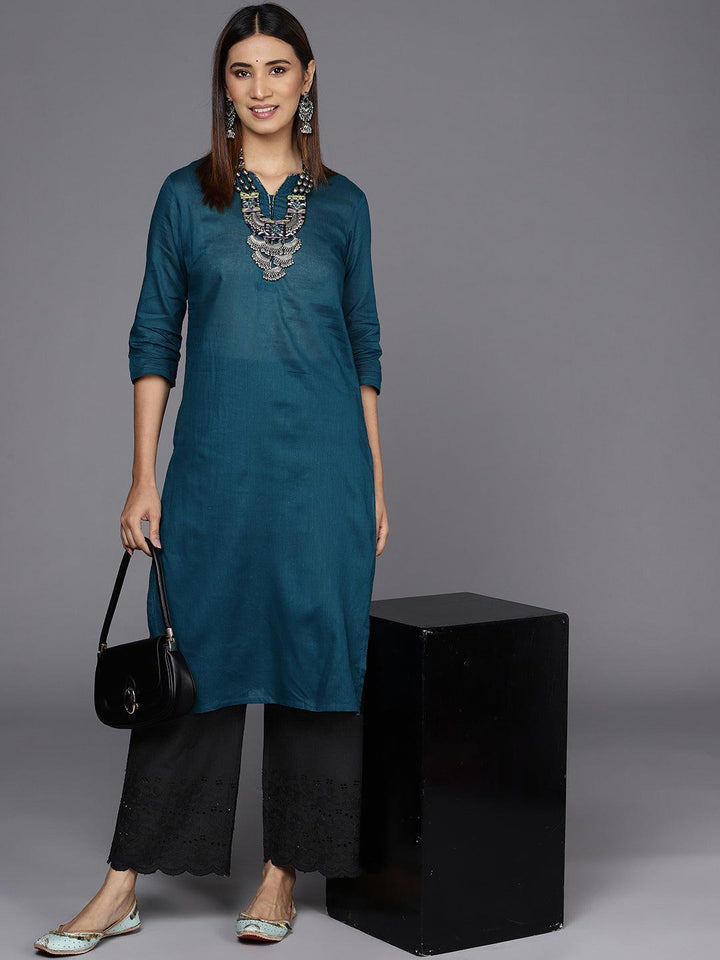 Black Solid Cotton Palazzos