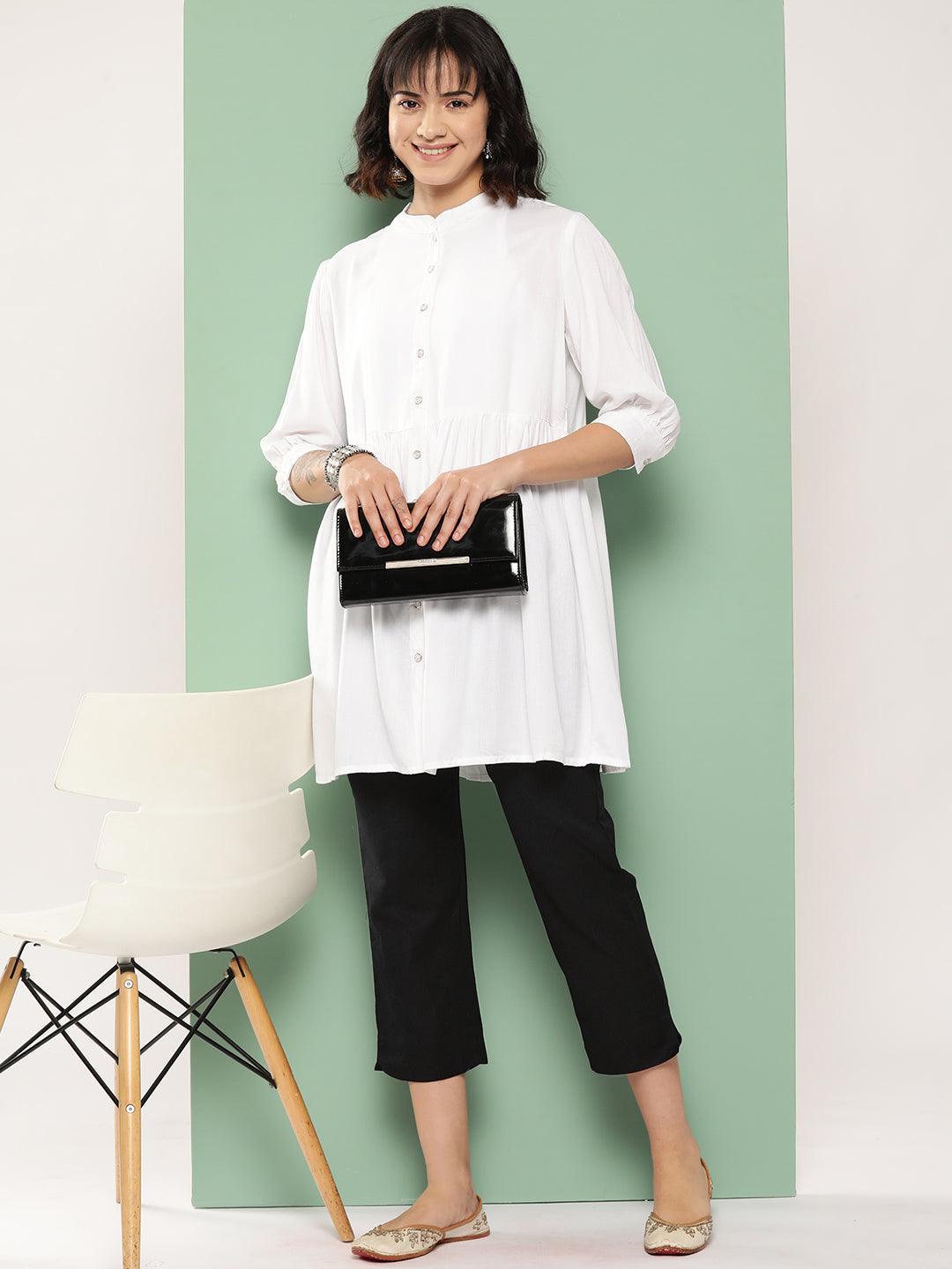 Black Solid Cotton Trousers - Libas