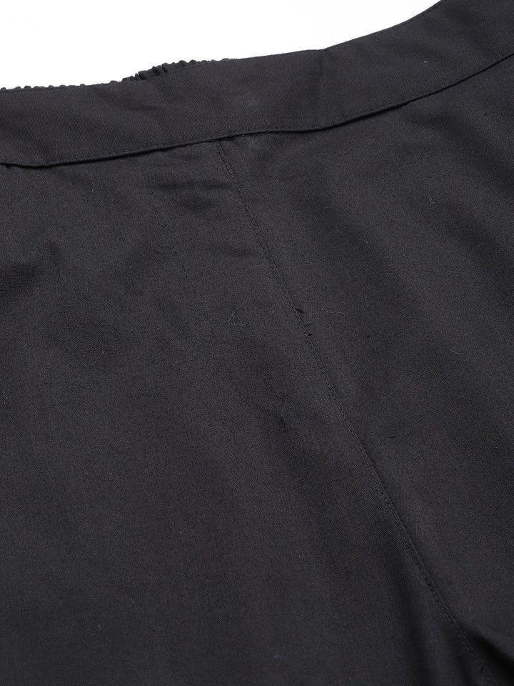 Black Solid Cotton Trousers